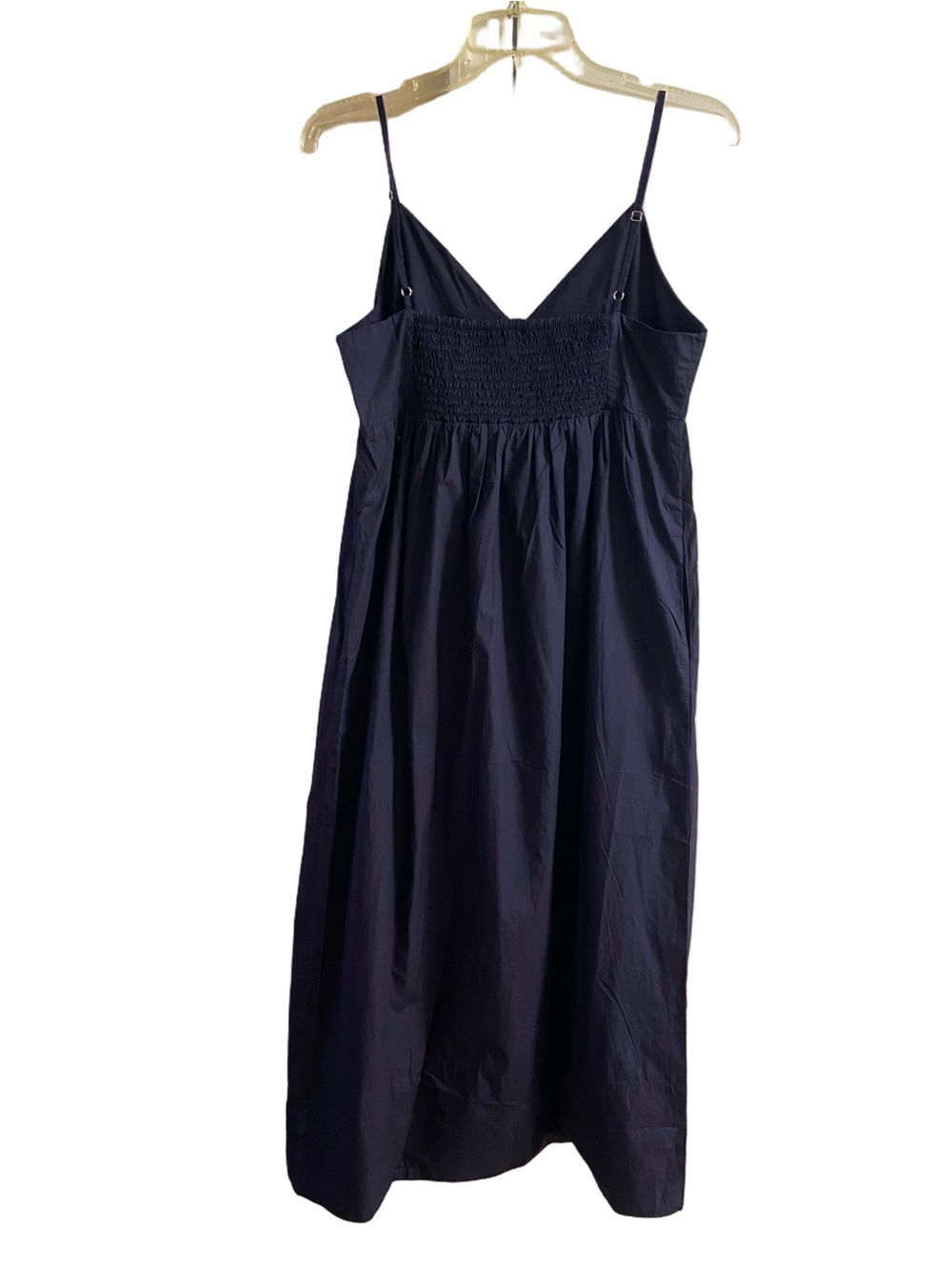 Quince Navy V-Neck Spaghetti-Strap Midi Dress Orgaic Cotton Small NWT - Picture 3 of 8